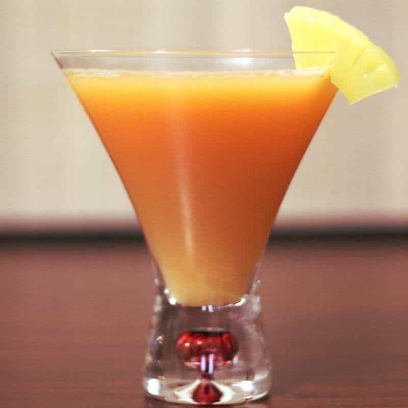 The Mary Pickford cocktail recipe is named for the silent movie actress of a bygone era. This drink blends pineapple juice with rum, grenadine, and maraschino liqueur for a sweet, fruity treat.