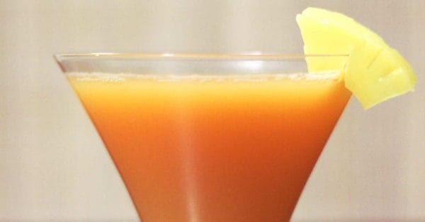 Mary Pickford cocktail with pineapple wedge