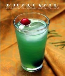 Midori Sour drink with cherry