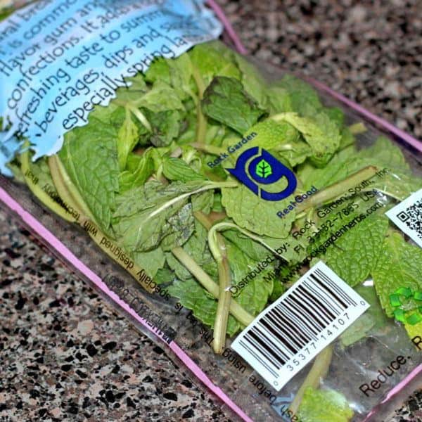 Crumpled mint leaves in bag