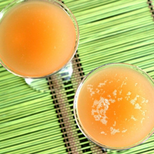 Overhead view of Panama Cocktails on table in martini glasses