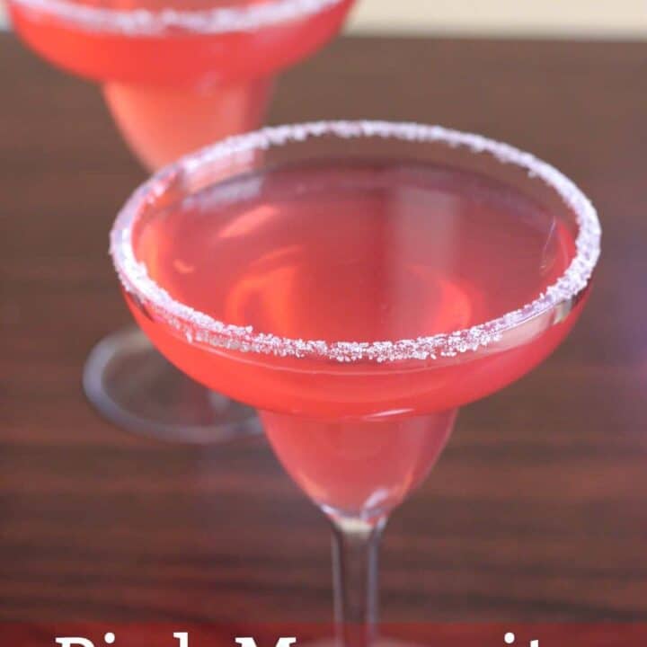Pink Margarita drinks with salt rim