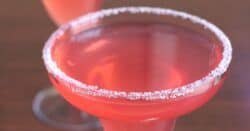 Pink Margarita drinks with salt rim