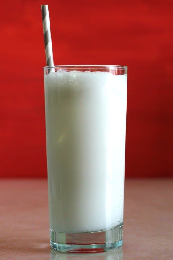 Pink Rose Fizz drink with paper straw