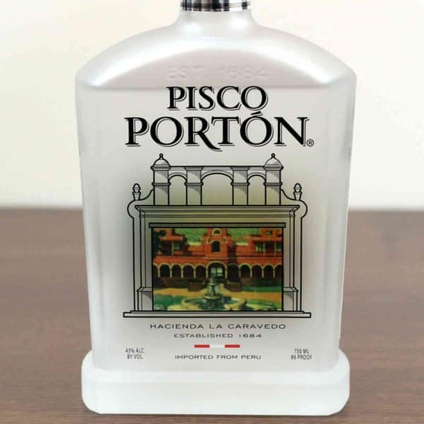 Bottle of Pisco Portin on table