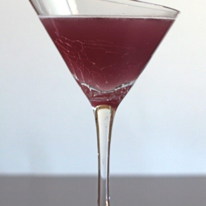 Purple Turtle drink in decorative martini glass