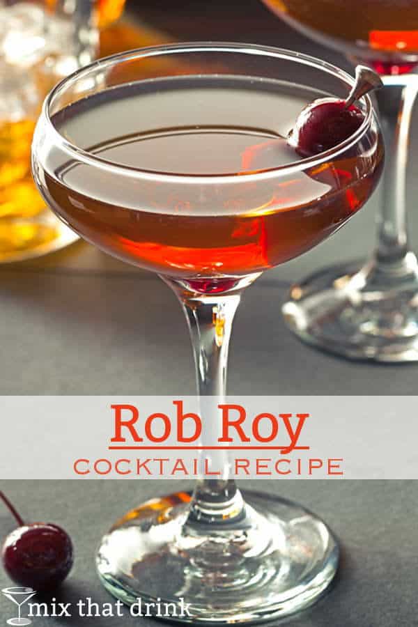 Rob Roy cocktails on table with cherries