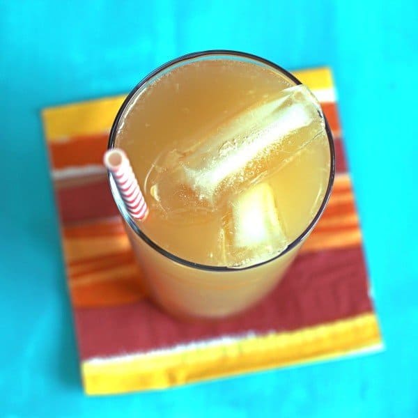 Overhead view of Roswell Cocktail in tall glass with ice