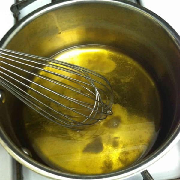 Rum Caviar being whisked in pan