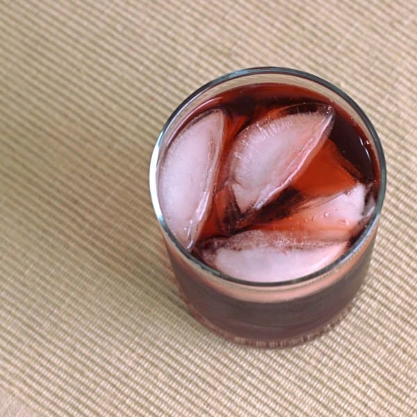 Overhead view of Rum Sangaree drink on table