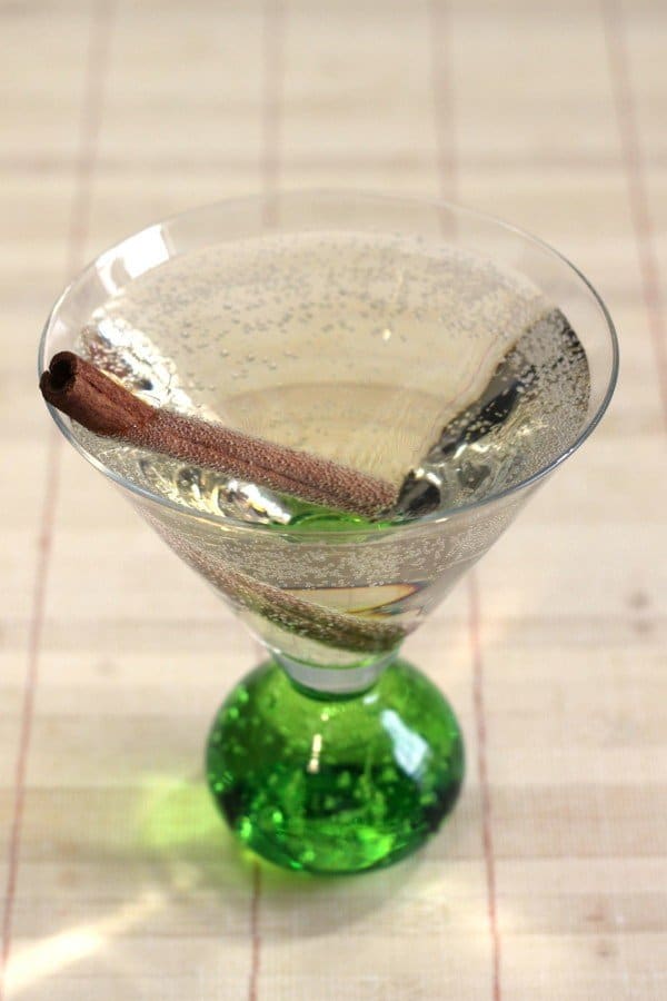 Overhead view of Russian Cider drink with cinnamon stick