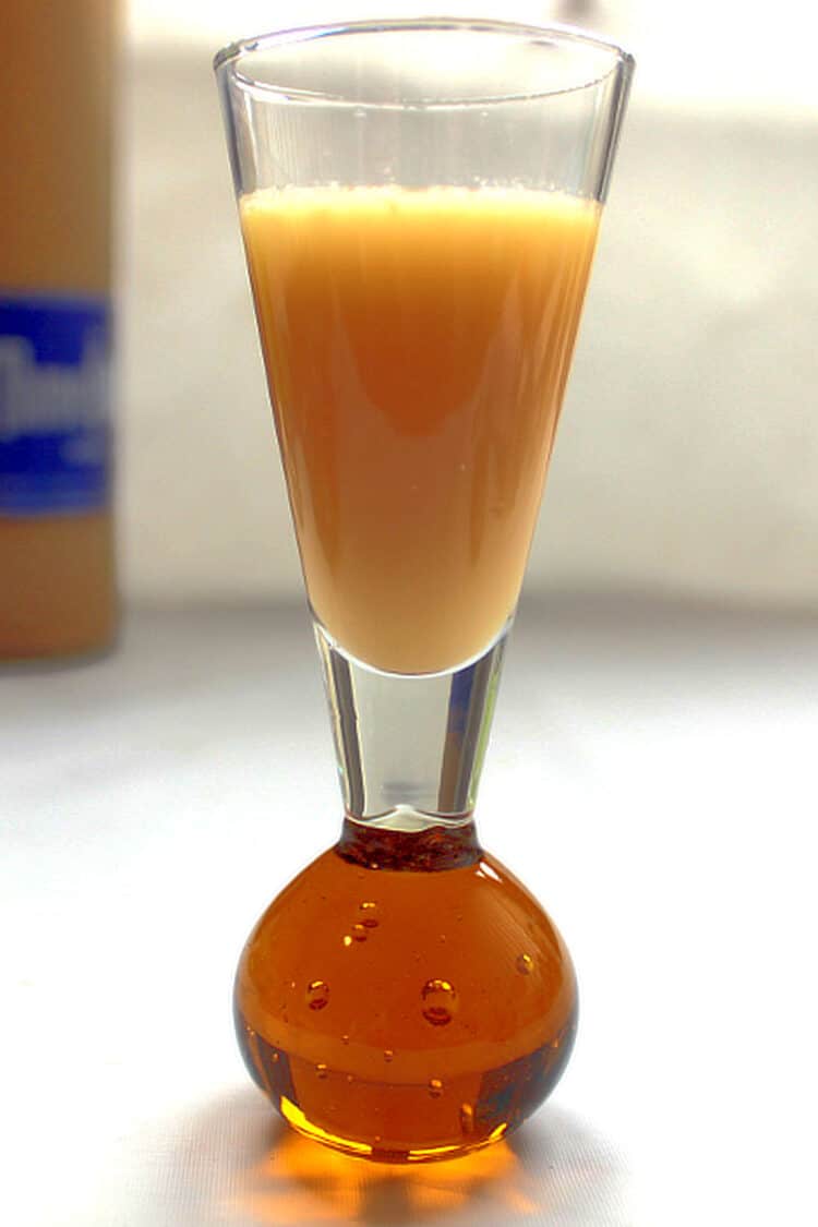 Salted Caramel Vodka in shot glass