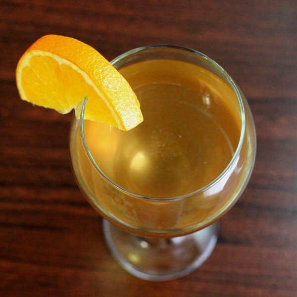 Overhead view of Scotch Cobbler drink in goblet