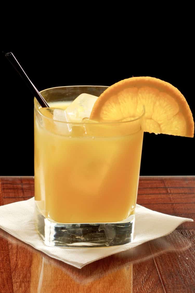 Screwdriver cocktail with orange slice
