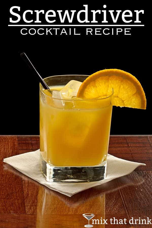 Screwdriver cocktail with orange slice