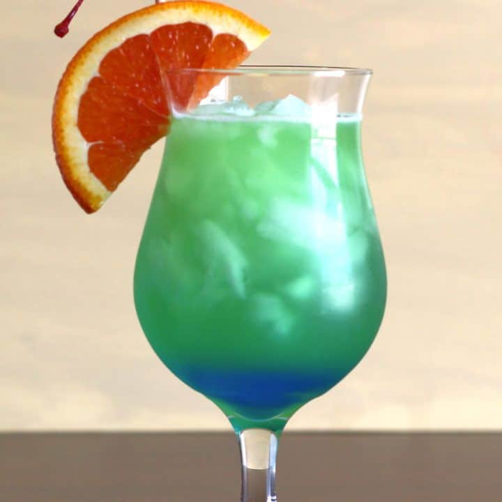 Shamrock Juice cocktail with cherry and orange