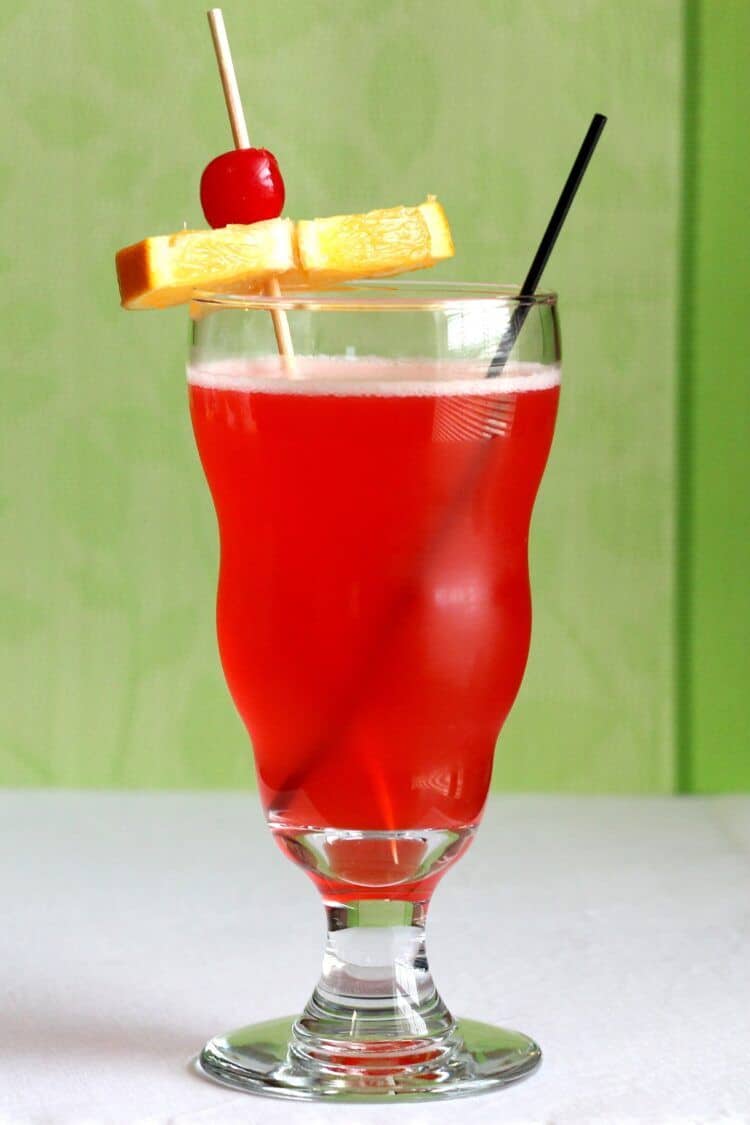 Singapore Sling drink with pineapple