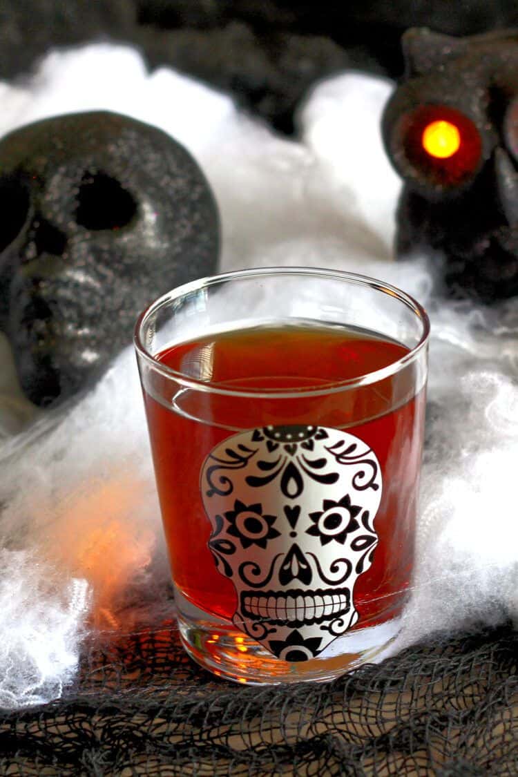 Soul Taker drink rounded by Day of the Dead decor