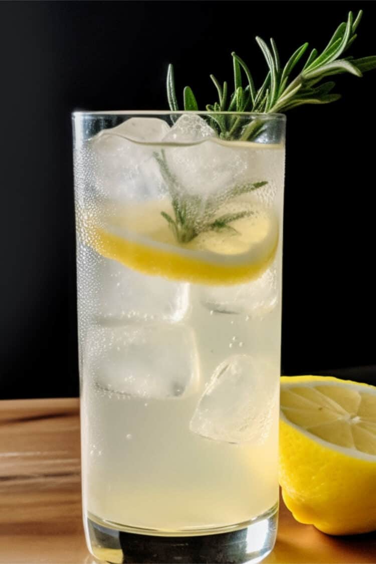 St. Germain cocktail with lemon and rosemary garnish
