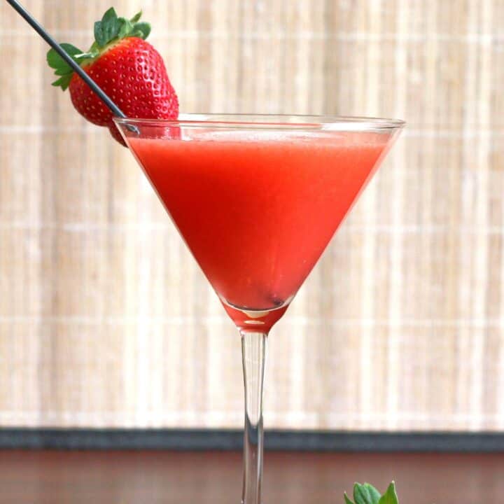Side view of Strawberry Sombrero drink