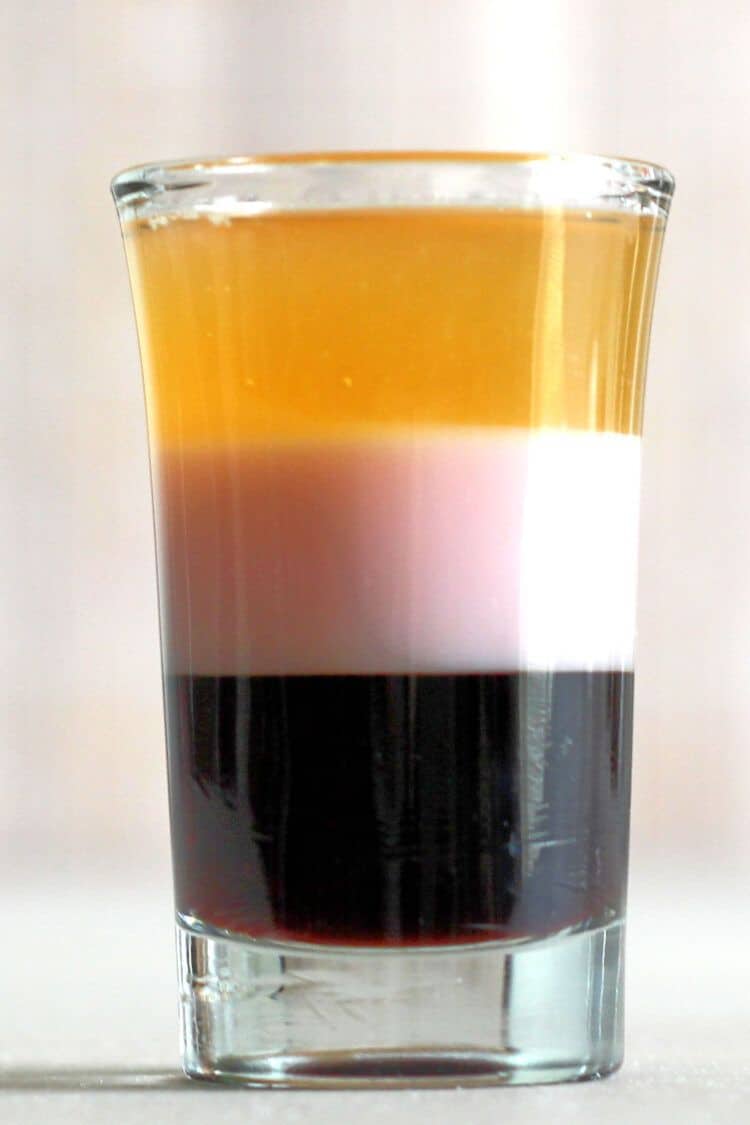 T-52 Shooter layered cocktail in shot glass