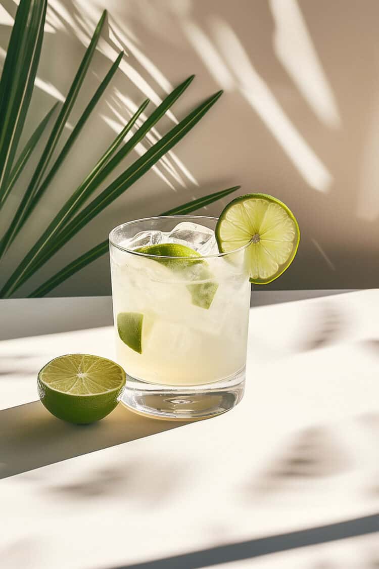 Tequila and Tonic drink with lime