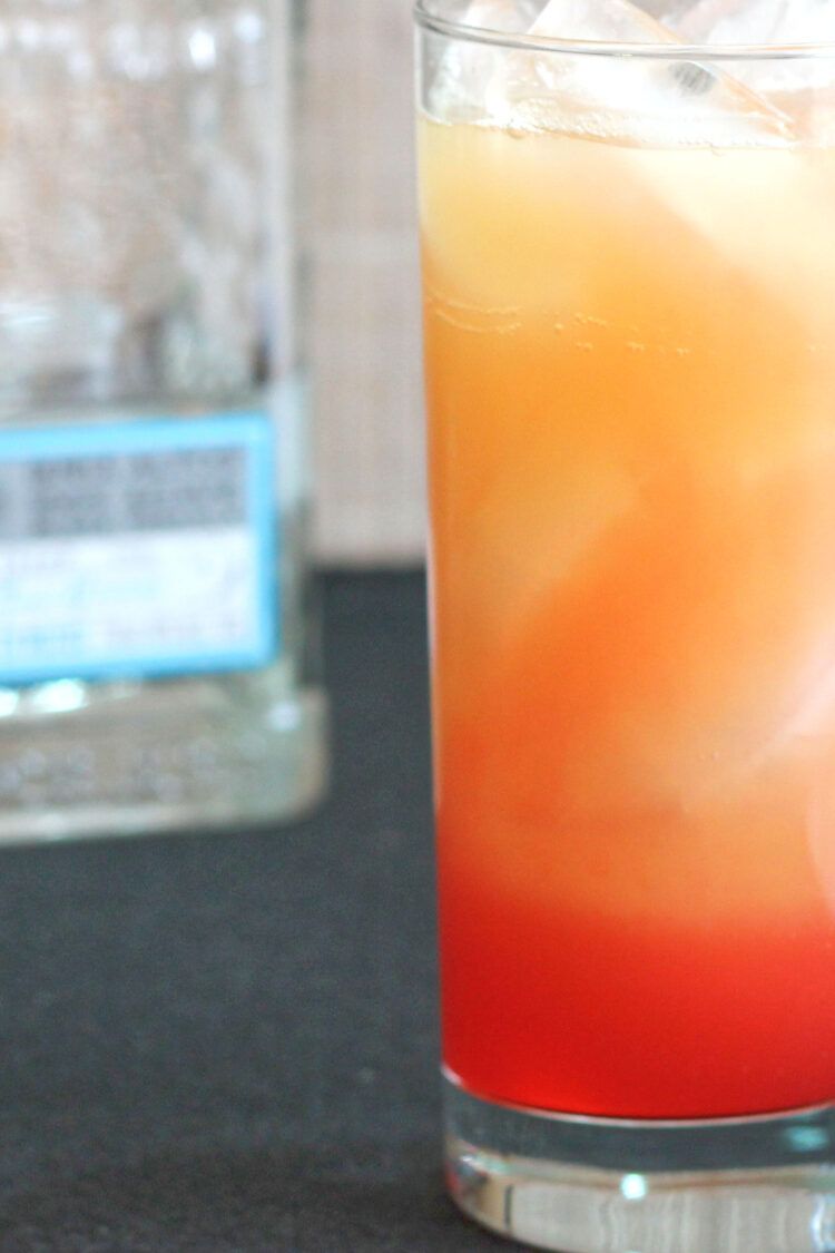 Closeup of Tequila Sunrise on table