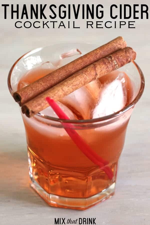 Thanksgiving Cider cocktail with cinnamon sticks