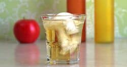 Vodka and Apple Juice cocktail in rocks glass with ice