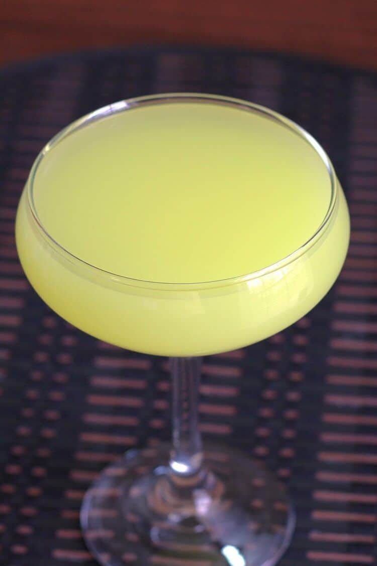 Yellow Sea drink in champagne saucer