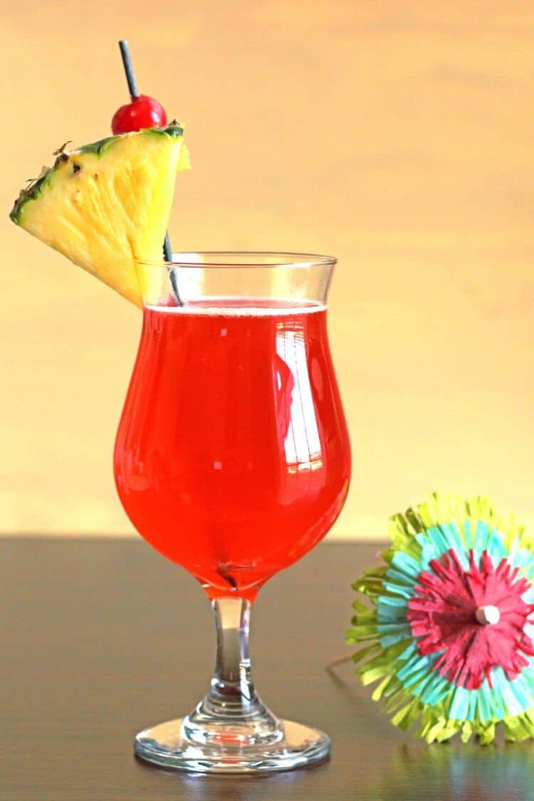 Zombie drink with pineapple and cherry