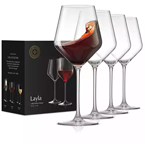 JoyJolt Layla Italian Red Wine Glasses, Set of 4