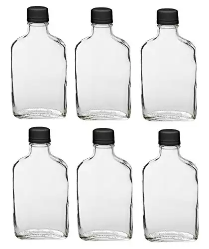 Nakpunar 6 pcs Glass Flask Bottles with Black Tamper Evident Cap